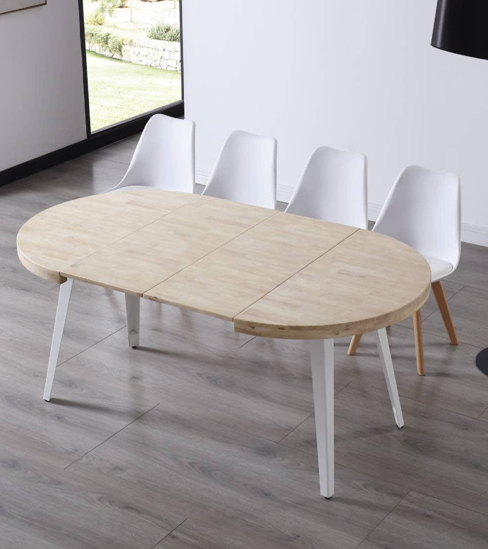 Mesa redonda industrial extensible ø100 cm pata blanca - Maisons du Monde