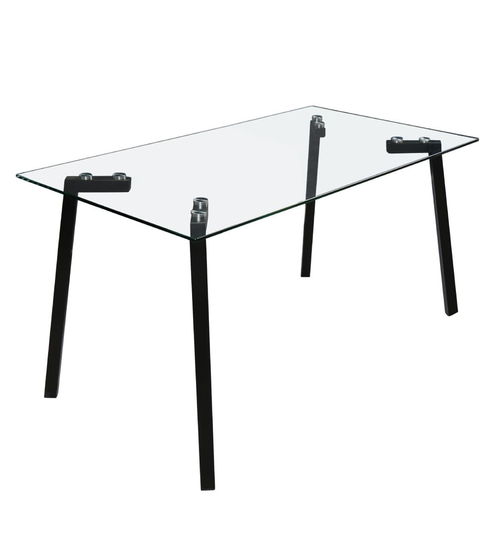 Mesa comedor de cristal 140x80 cm patas metal negras