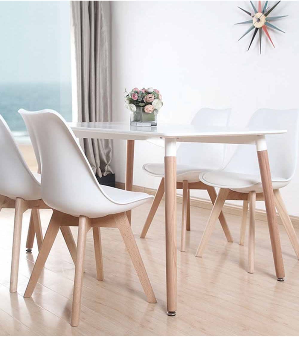 Mesa comedor estilo nórdico 120x80 cm color blanco - Maisons du Monde