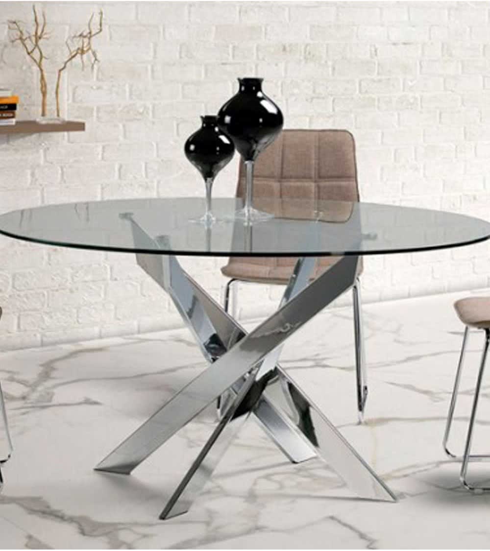 Mesa comedor redonda ø110 cm de cristal templado patas metal - Maisons du Monde
