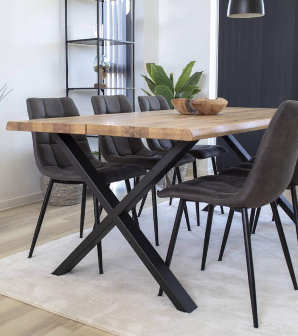 Mesa comedor roble salvaje y patas metal 'x' 160x90 cm - Maisons du Monde
