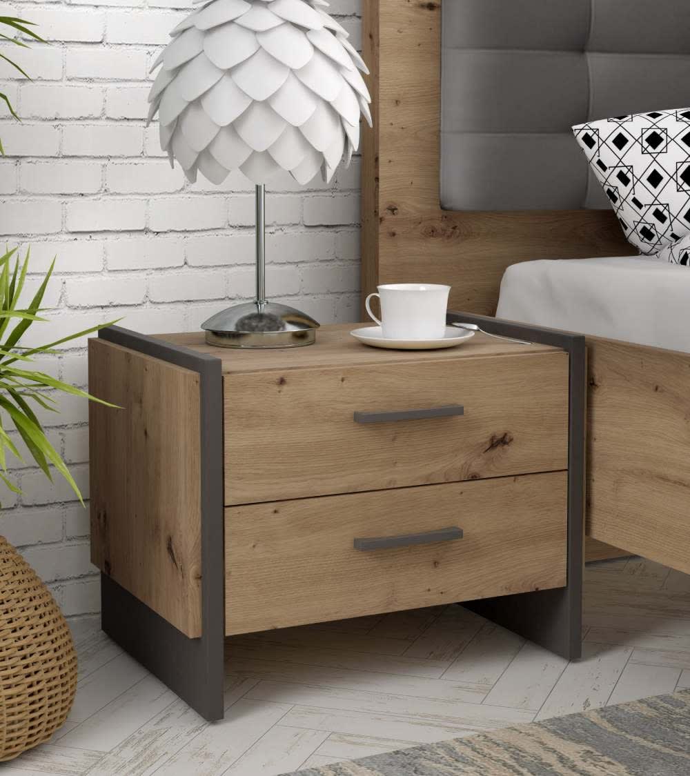 Mesita de noche 2 cajones estilo industrial 57x54x41 cm - Maisons du Monde