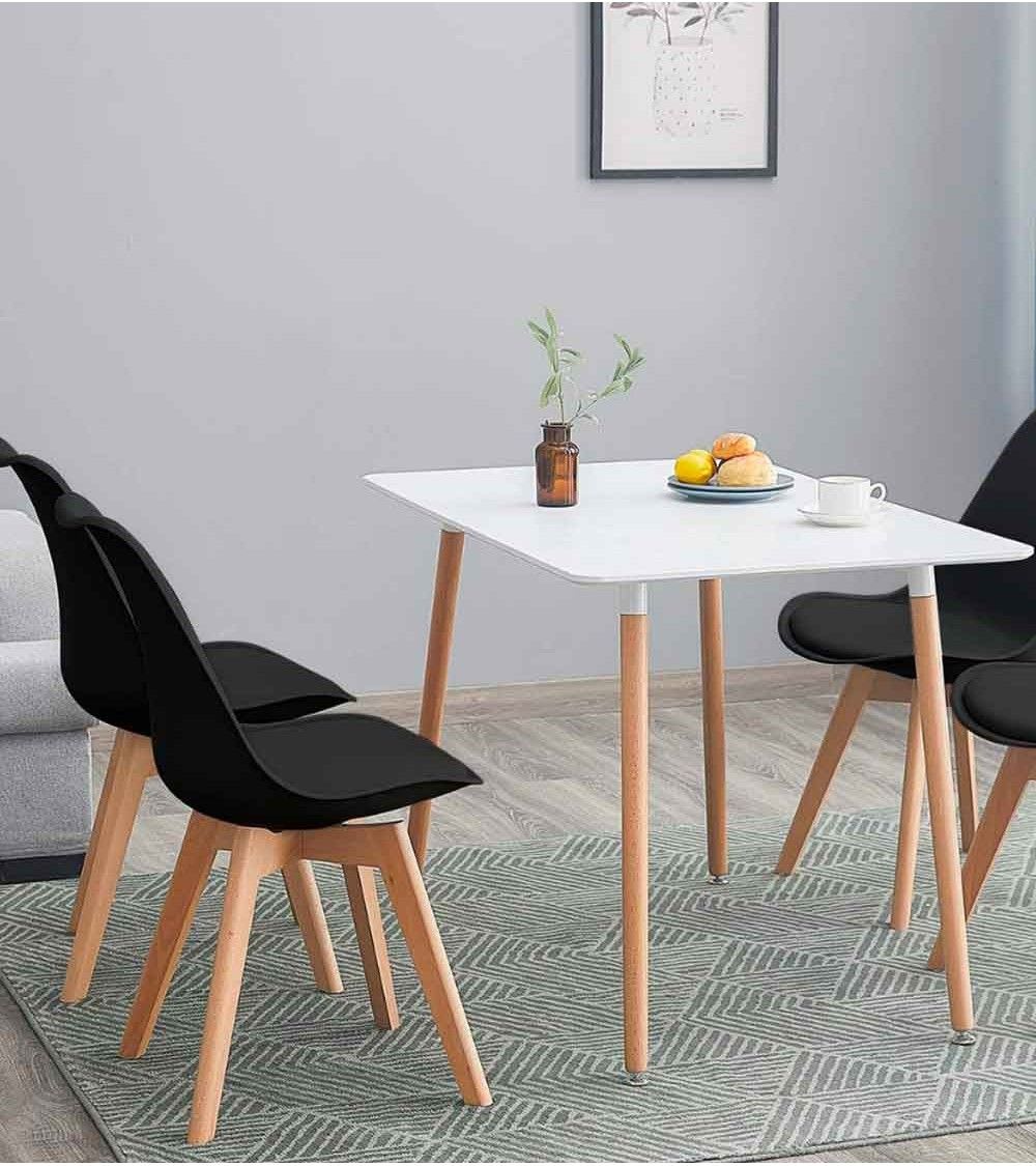 Pack 4 sillas polipiel y patas haya color negro - Maisons du Monde