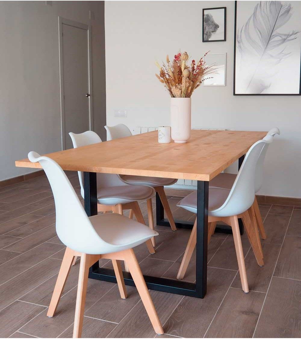 Pack 4 sillas polipiel y patas haya color blanco - Maisons du Monde