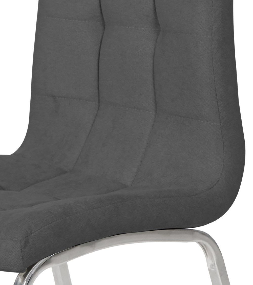Pack 4 sillas tela gris patas metal cromado - Maisons du Monde