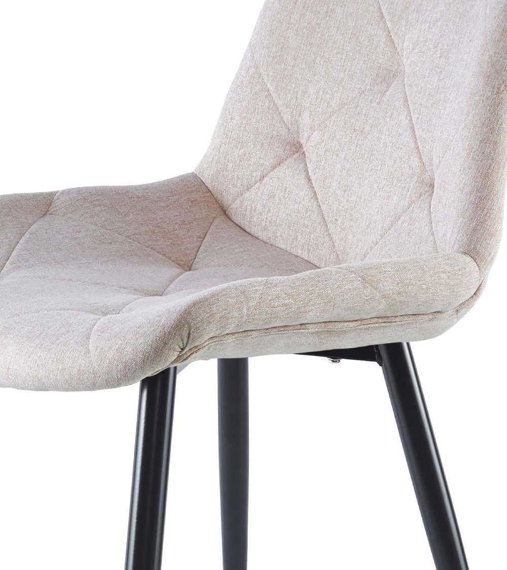 Pack 4 sillas tapizada beige extra suave patas metal negras - Maisons du Monde