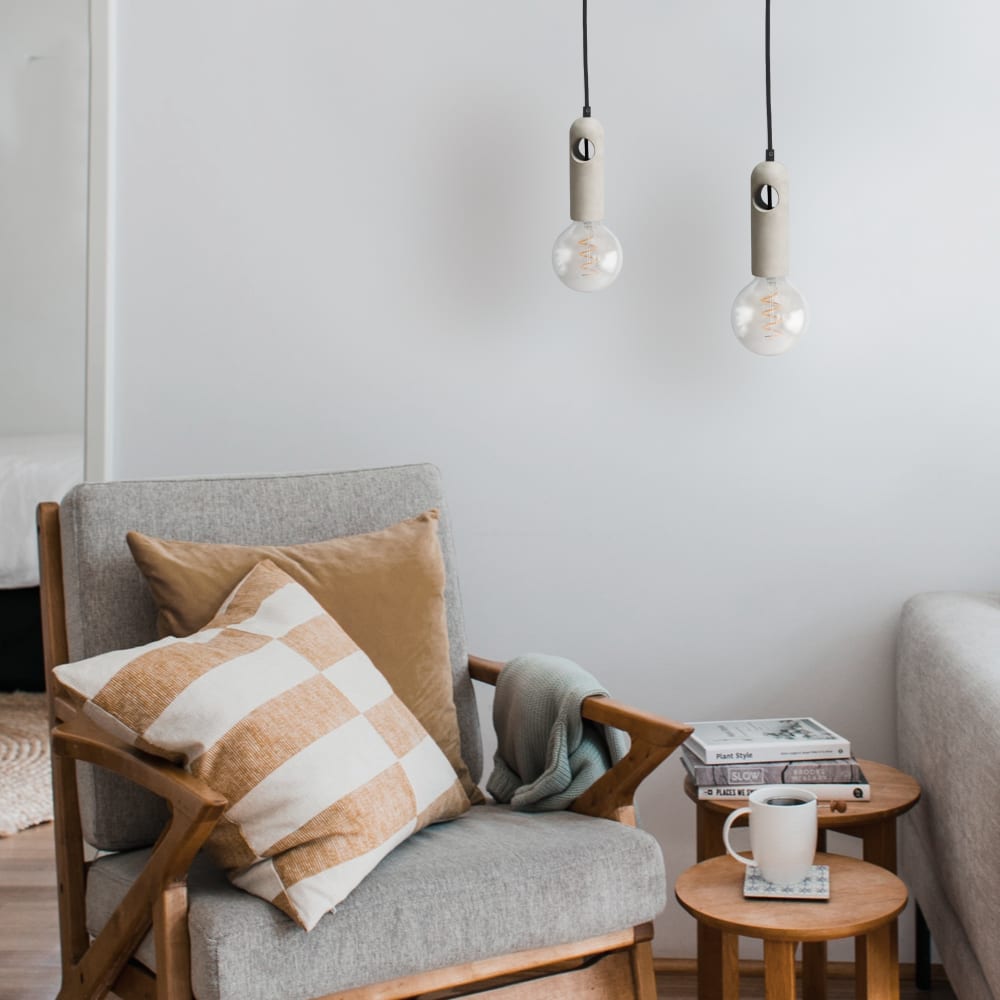 Douille suspendue décorative en ciment gris style industriel — vue 3