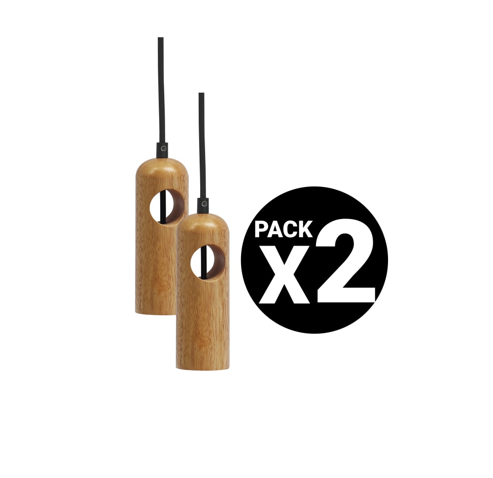 Pack de 2 lampe en suspension bois clair 150 cm