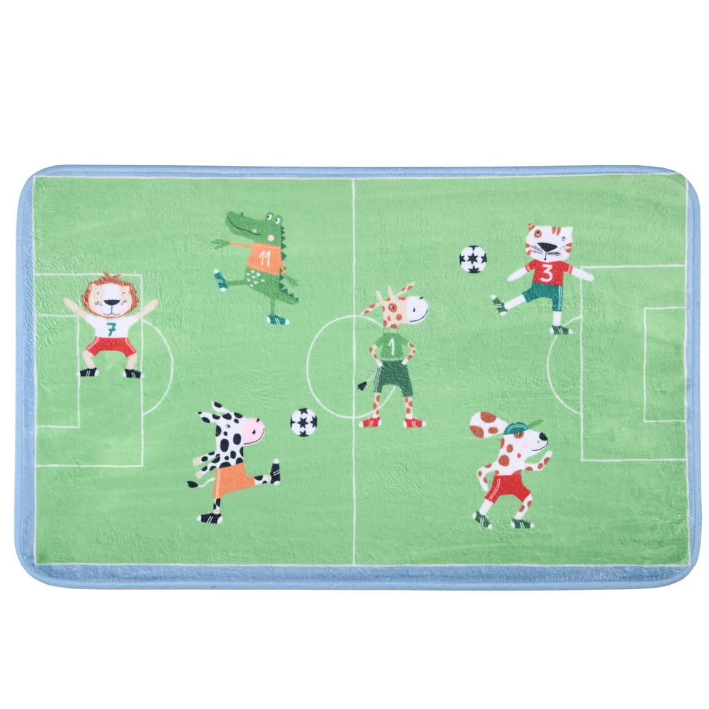 Tapis déco terrain de foot polyester vert 45x75 cm