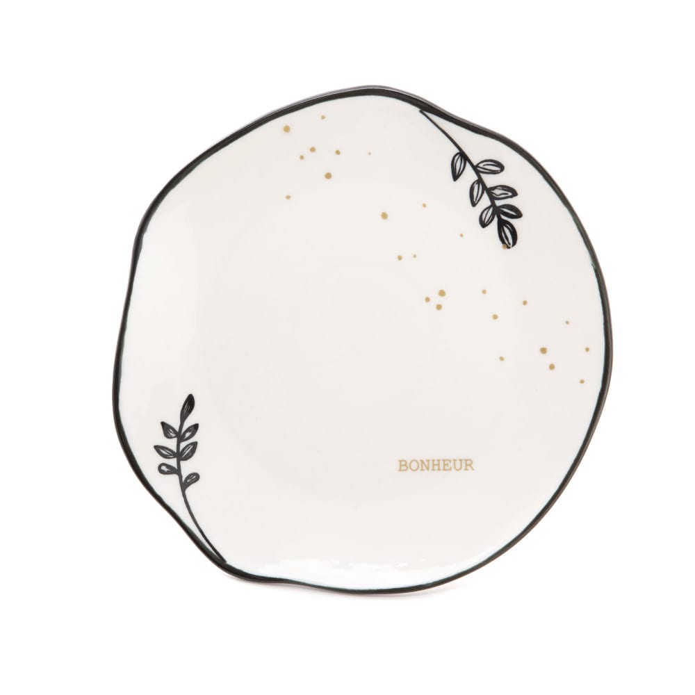 Lot de 6 assiettes à dessert blanches à motifs en grès