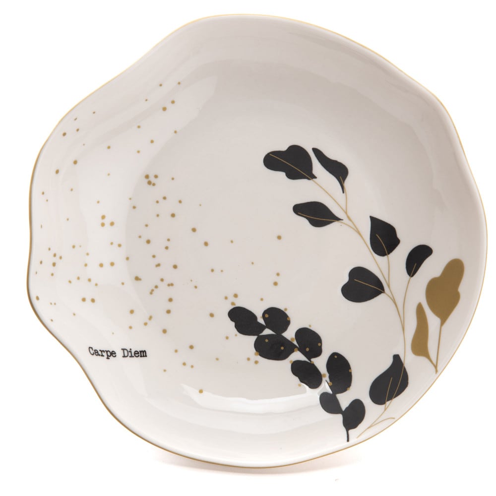 Lot de 6 assiettes creuses blanches à motif en grès