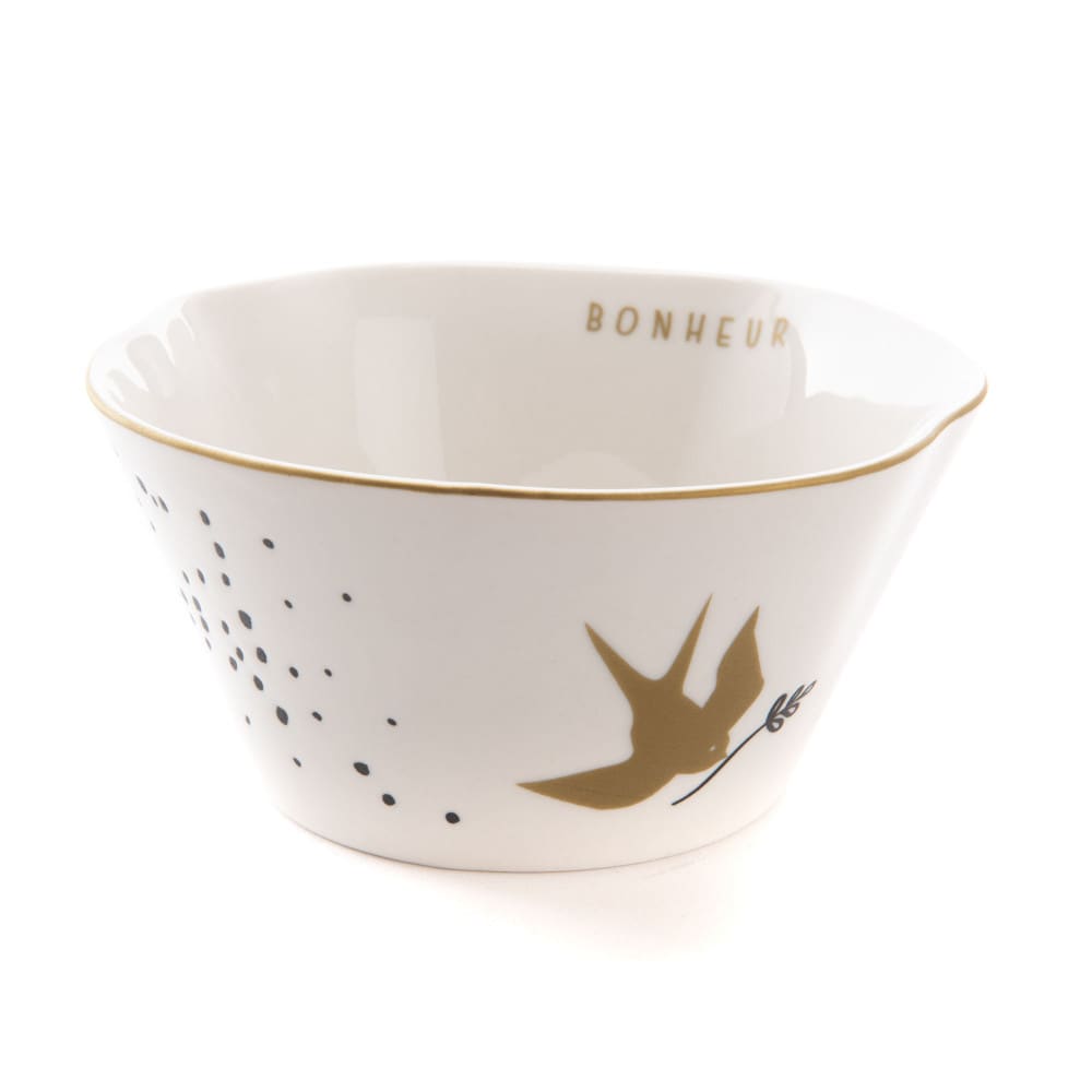 Lot de 4 bols blancs à motifs en porcelaine 14 cm