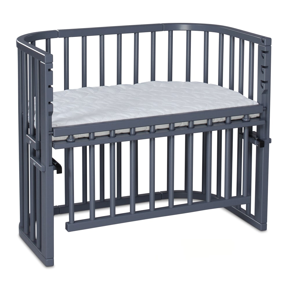 BABYBAY Großes Wiegenbett Cododo Grau mit Matratze - Maxi Comfort + GRAU Öko-Tex Zertifikat HOLZ Baby