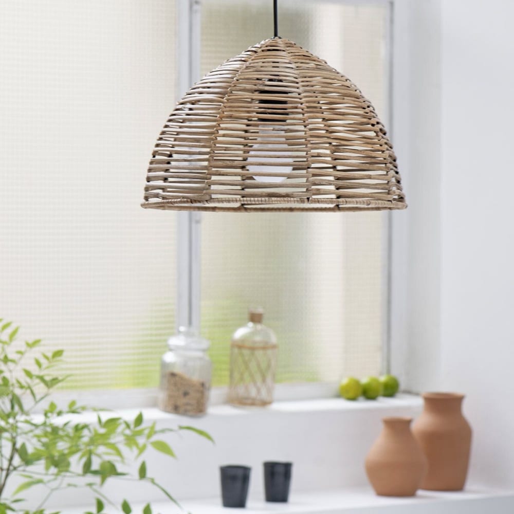 Lámpara de suspensión campana de ratán natural - Maisons du Monde