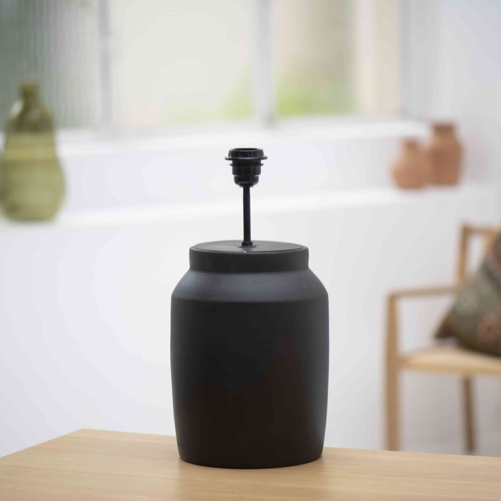 Pied de lampe en terre cuite chocolat fait main