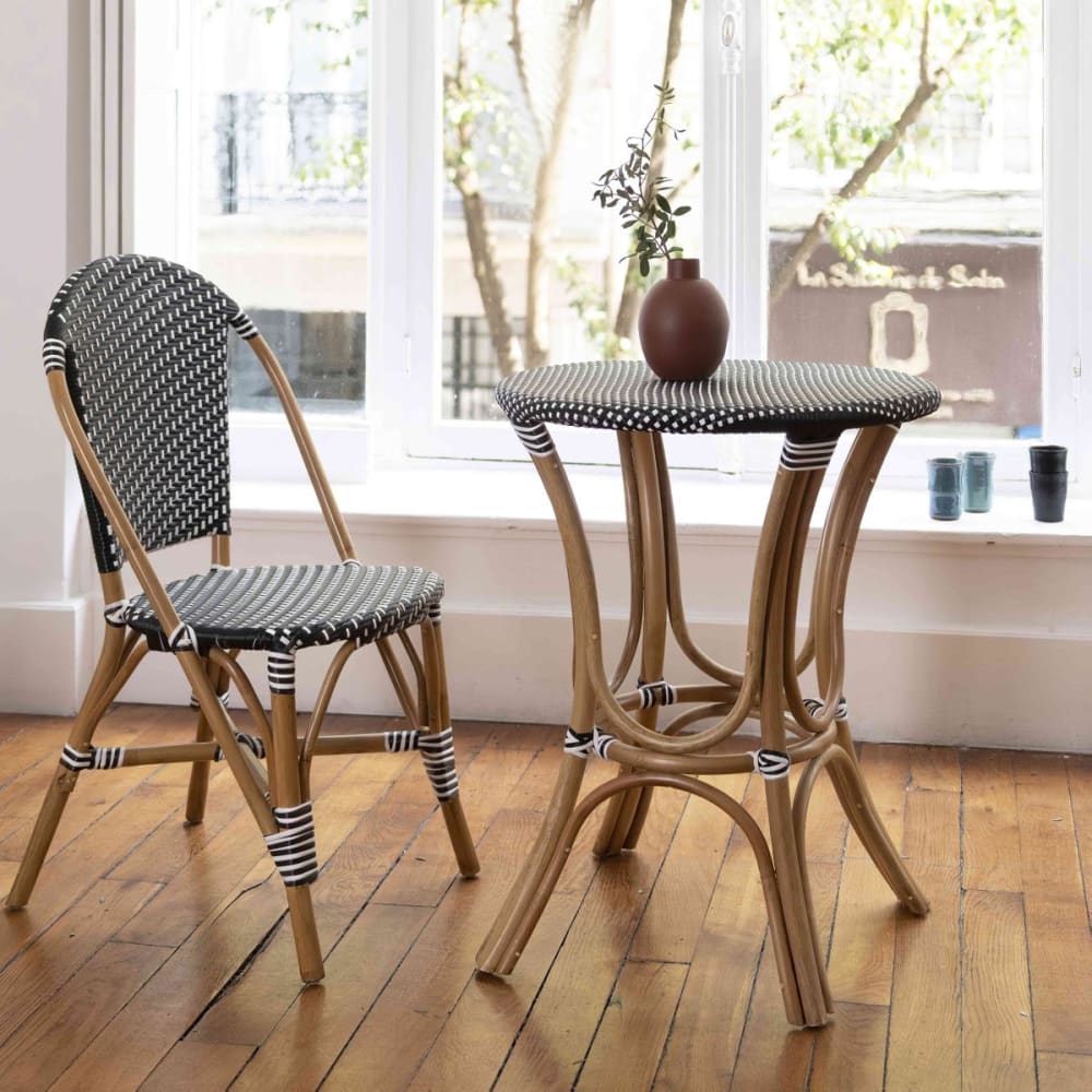 Mesa de bistró de resina trenzada negro - Maisons du Monde