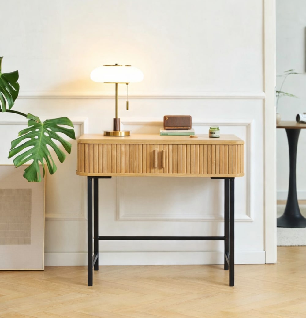 Mesa consola 2 puertas en madera y acero