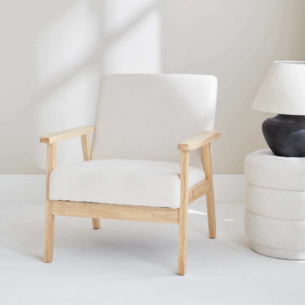 Fauteuil scandinave tissu bouclette