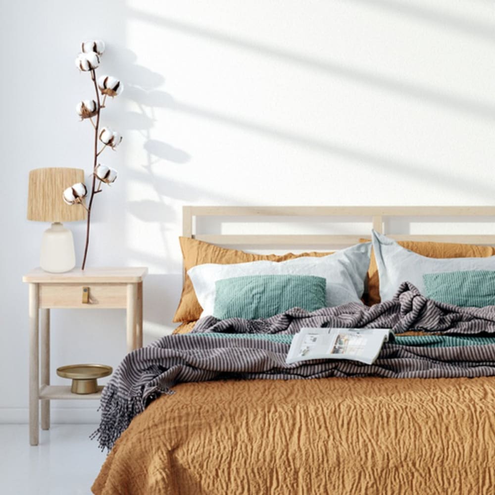 Lampe de chevet raphia et céramique blanche - Maisons du Monde