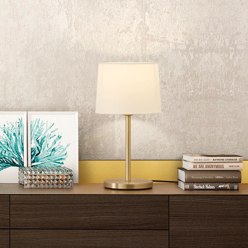 Lampe de chevet laiton mat abat-jour blanc — vue 3