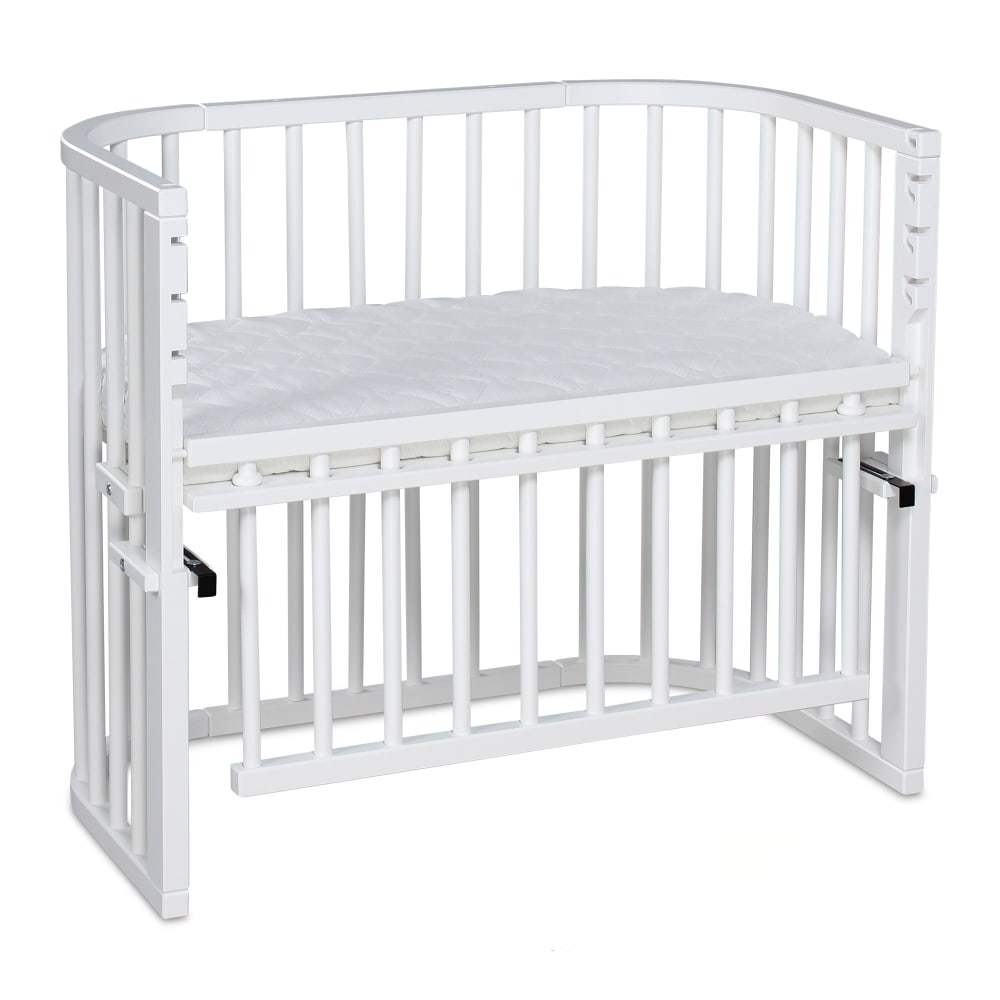 BABYBAY Großes Cododo Wiegenbett Weiß mit Matratze - Maxi Comfort + WEISS Öko-Tex Zertifikat HOLZ Baby