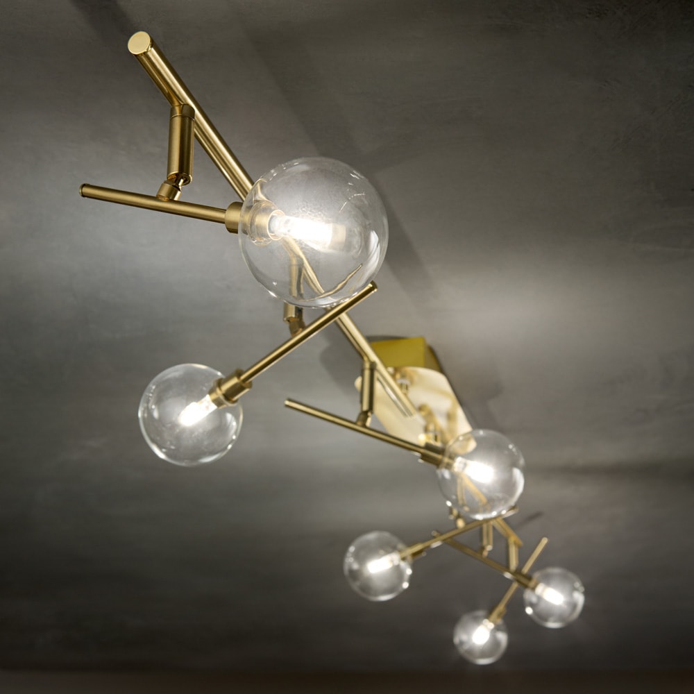 Plafoniera Moderna Maracas Metallo Ottone 6 Luci 2W 3000K Luce