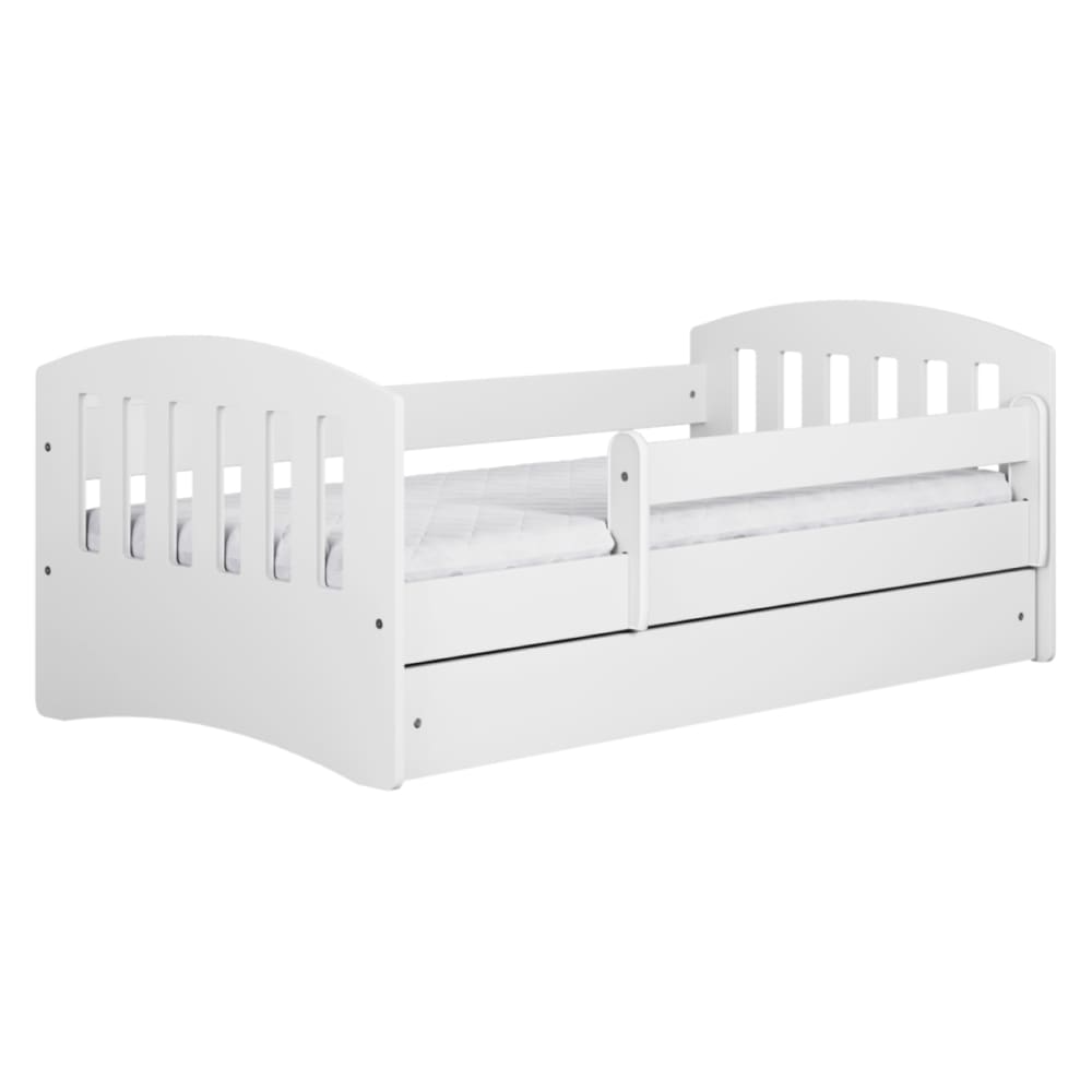 Kocot Kids Kinderbett mit Gitter 140x80 cm mit Schublade - CLASSIC - Weiß WEISS Öko-Tex Zertifikat HOLZ Baby