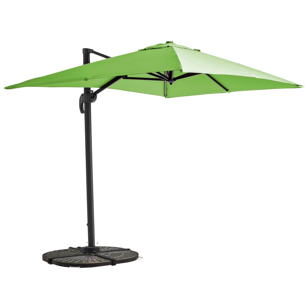 Parasol déporté inclinable et rotatif 2x3 m et 4 dalles lestées vert