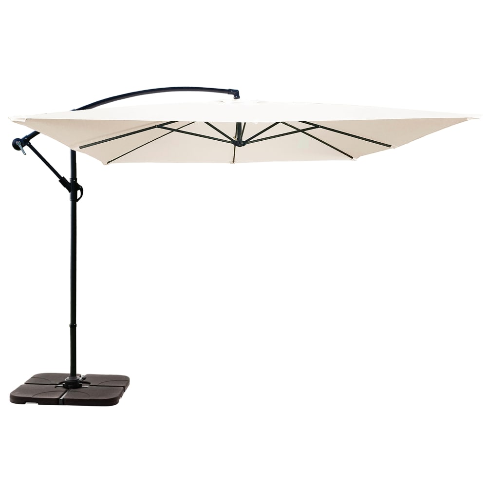 Parasol déporté 3x3m et 4 dalles à remplir acier blanc