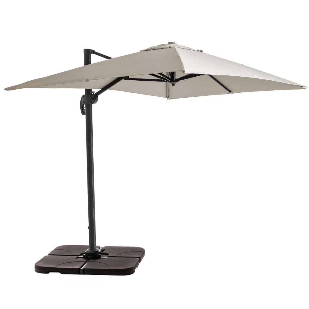 Parasol déporté 2x3 m et 4 dalles à remplir aluminium blanc