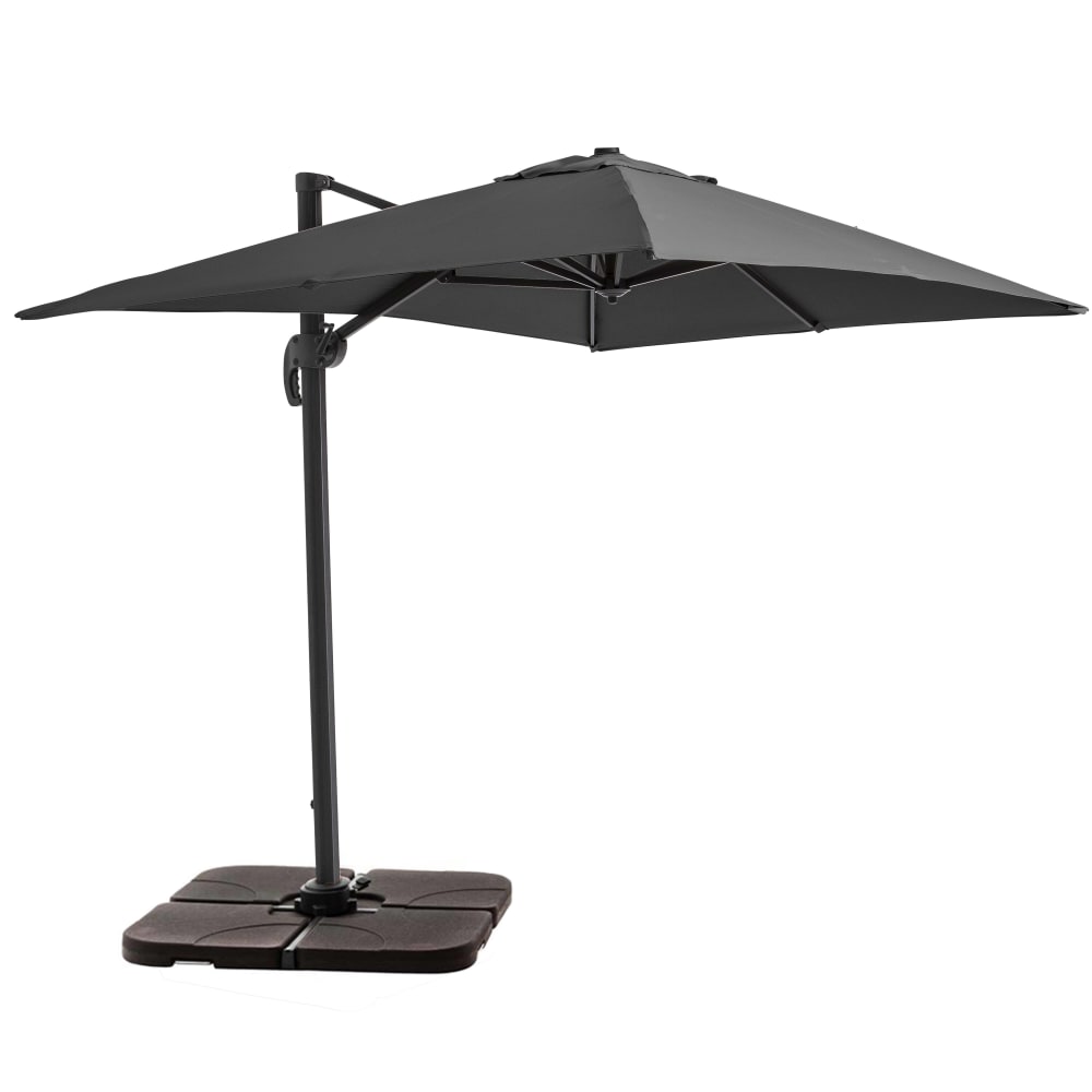 Parasol déporté 2x3 m et 4 dalles à remplir aluminium gris