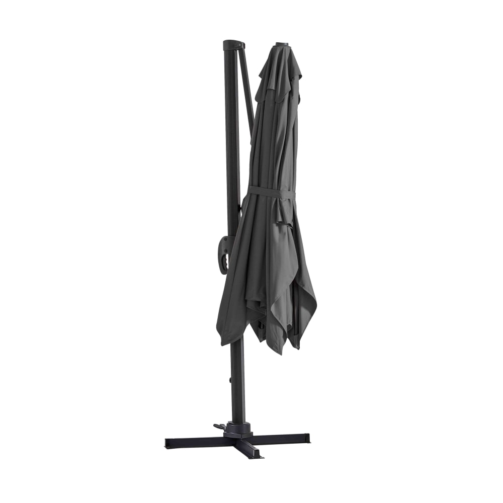 Parasol déporté 2x3 m et 4 dalles à remplir aluminium gris