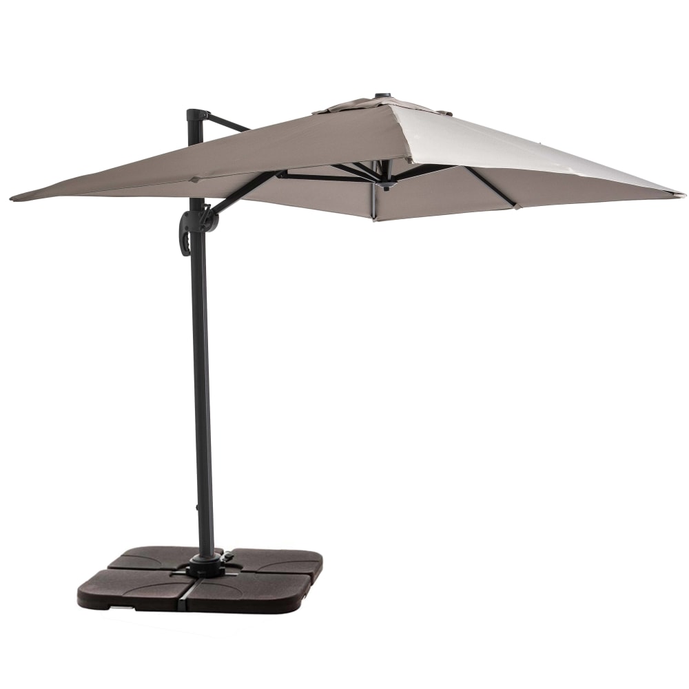 Parasol déporté 2x3 m et 4 dalles à remplir aluminium taupe