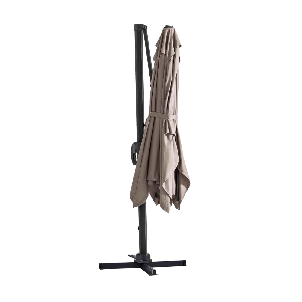 Parasol déporté 2x3 m et 4 dalles à remplir aluminium taupe