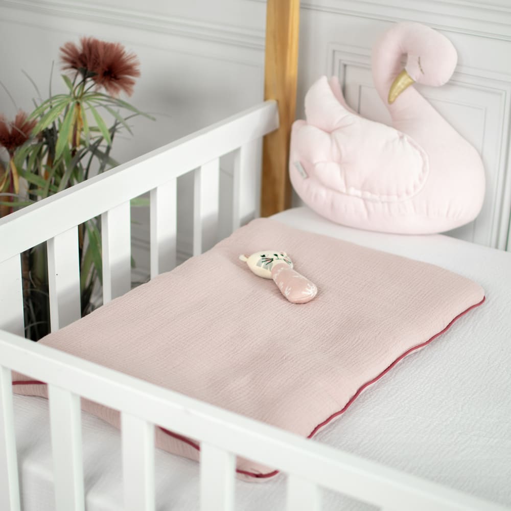 Oreiller bébé plat et réversible gaze de coton rose 60x40 cm - Maisons du Monde