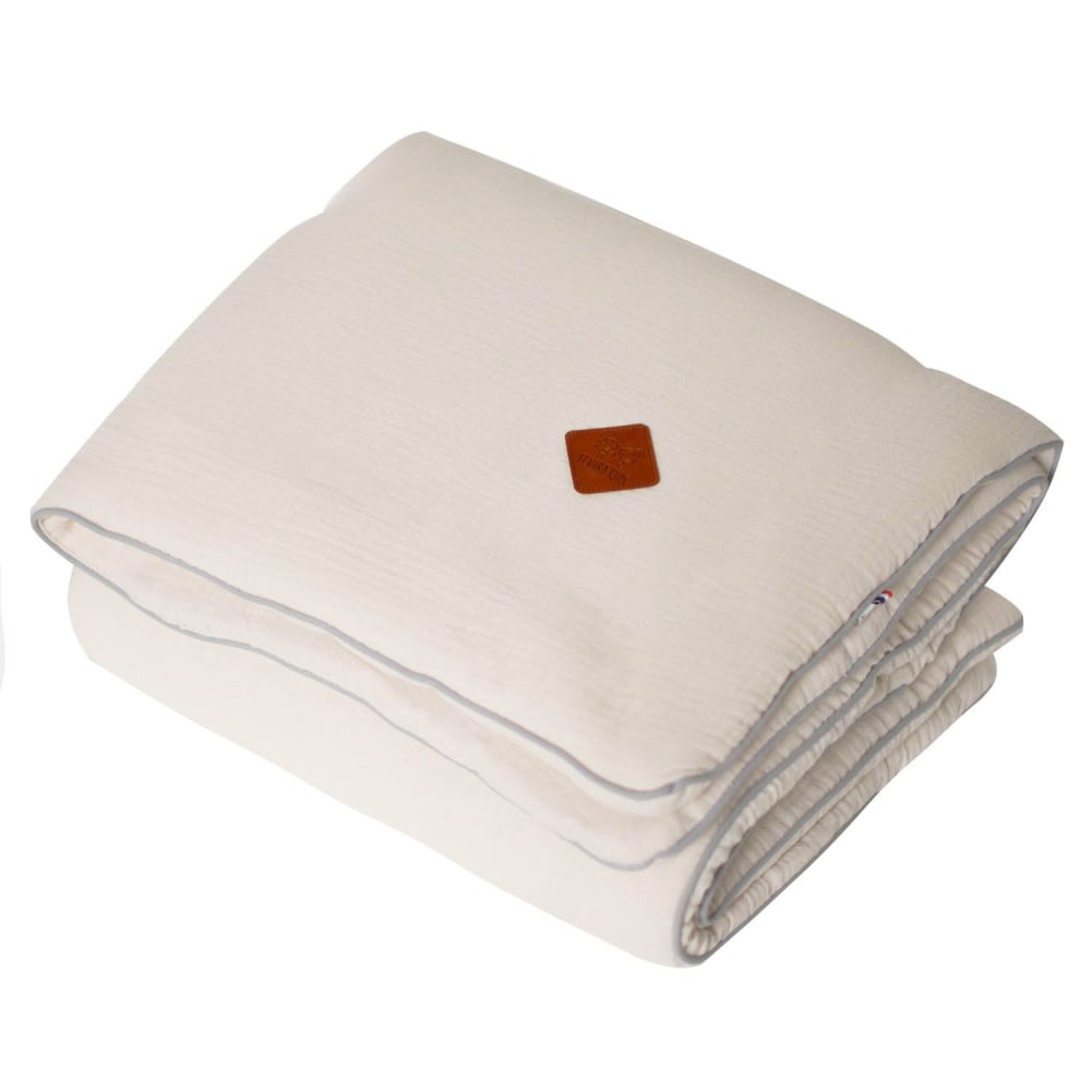 Couverture bébé enfant en gaze de coton beige 100x70 cm