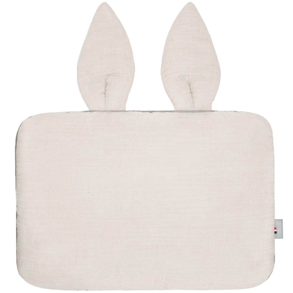 Oreiller bébé plat et réversible en gaze de coton beige 25x35 cm