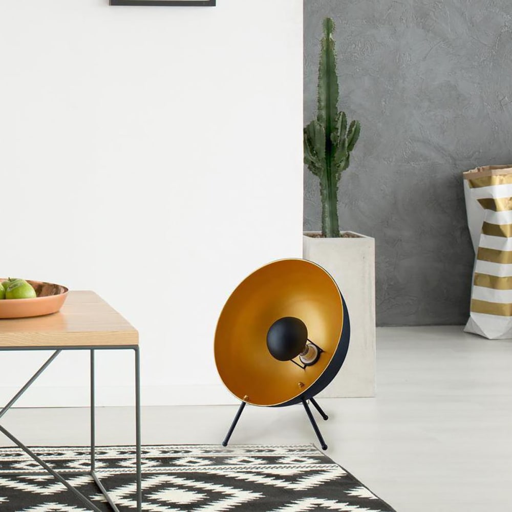 Lampe à poser en métal noir et doré — vue 3