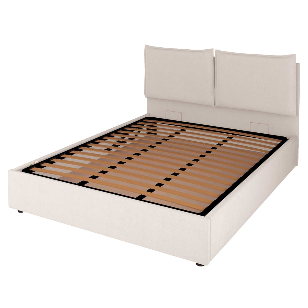 Letto Contenitore 160x200cm Licia Tessuto, Grigio Chiaro - Modello Contemporaneo - LEGNO