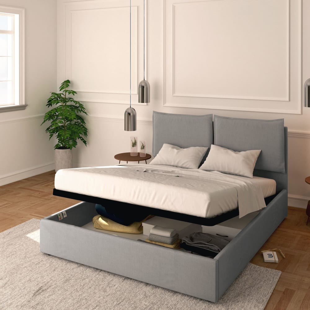 Letto Contenitore 160x200cm Licia Tessuto, Grigio - Baldiflex