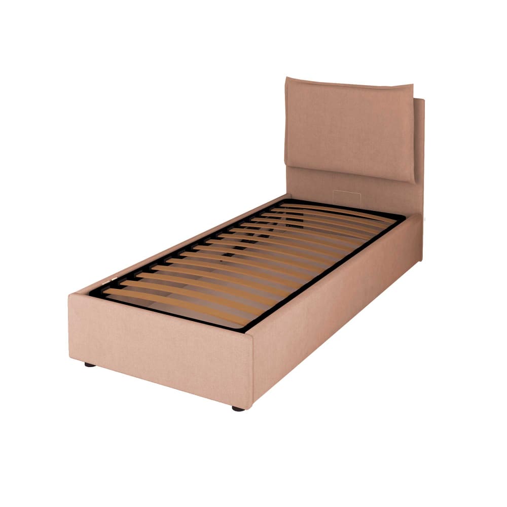 Letto Contenitore 90x200cm Licia Tessuto, Rosa Antico - Modello Contemporaneo - LEGNO
