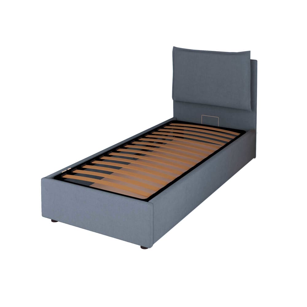 Letto Contenitore 90x190cm Licia Tessuto, Grigio Antracite - Modello Contemporaneo - Argentato - LEGNO