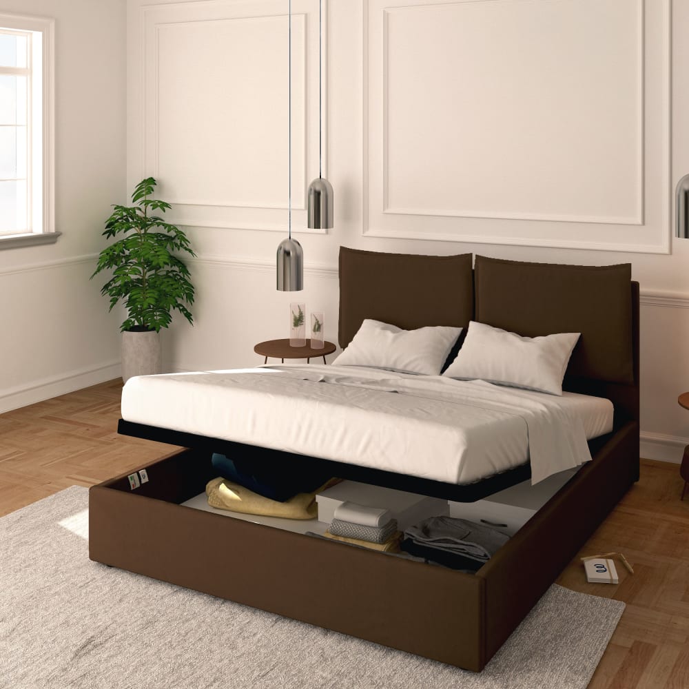 Letto Contenitore 160x200cm Licia Tessuto, Marrone - Baldiflex