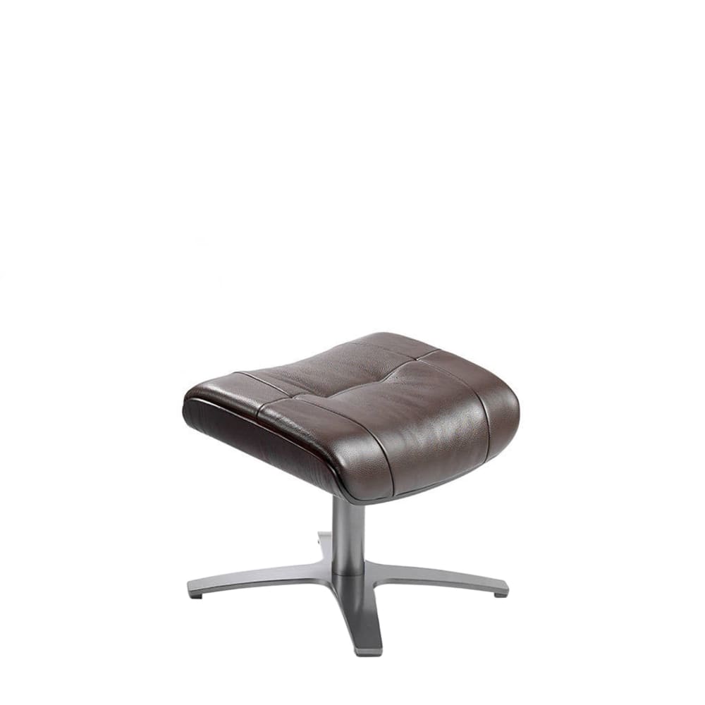 Repose-pieds en cuir brun chocolat