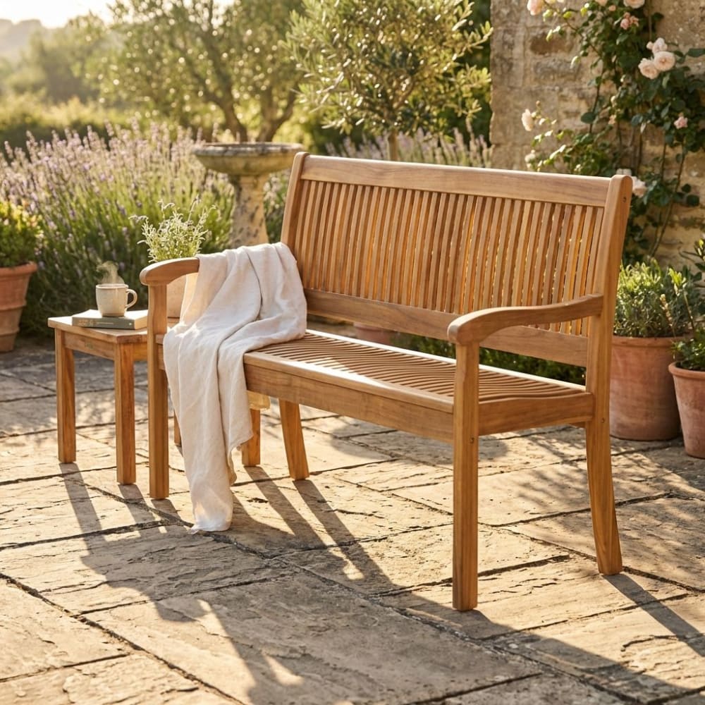 Panca 2 posti in legno/acacia marrone 120x62x88 - Milani Home