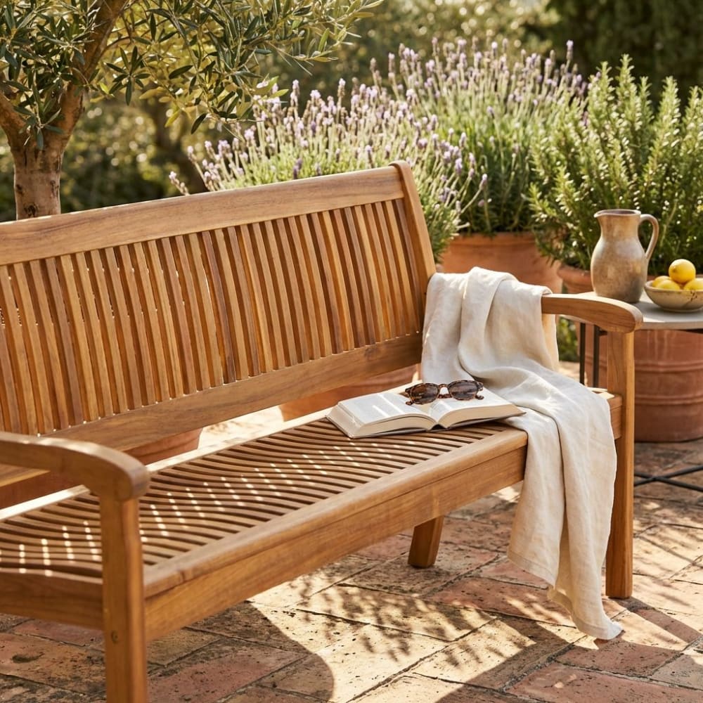 Panchina 3 posti in legno/acacia marrone 158x88x62 - Milani Home