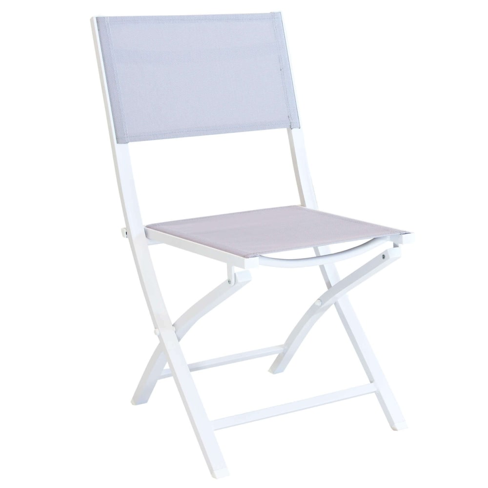 Sedia in alluminio/textilene bianco/grigio 58x46x85 - Alluminio