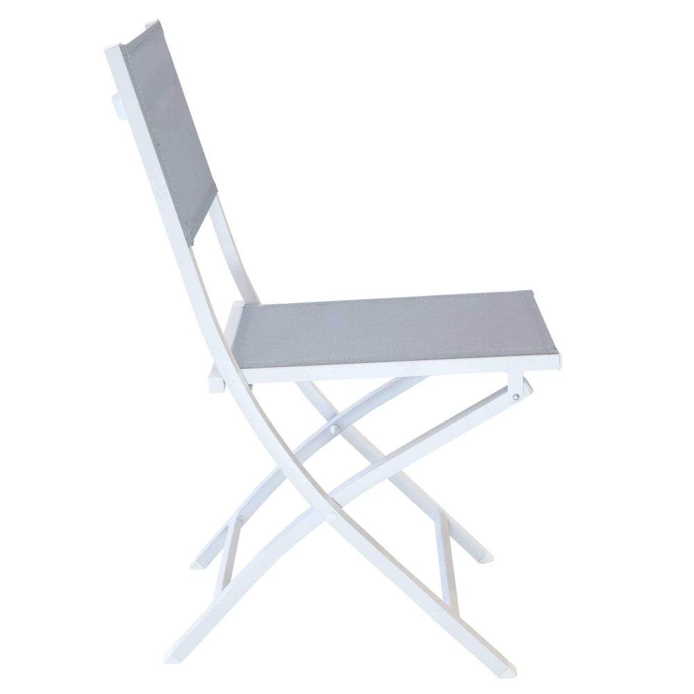 Sedia in alluminio/textilene bianco/grigio 58x46x85 - Milani Home