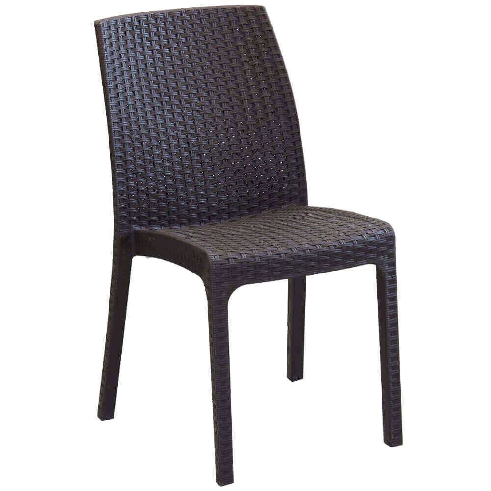 Sedia da giardino impilabile in wicker marrone 47x59x86 - Marrone - Rattan