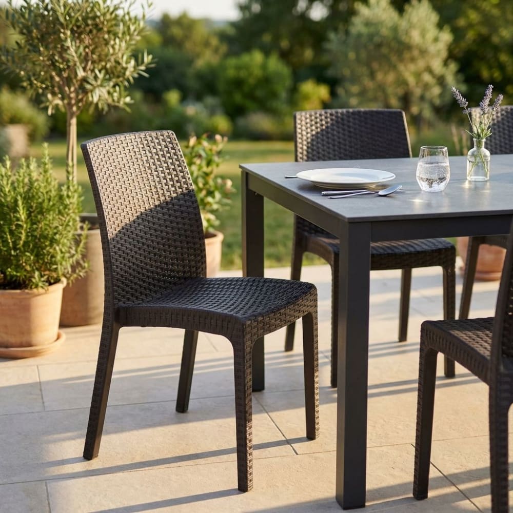Sedia da giardino impilabile in wicker marrone 47x59x86 - Milani